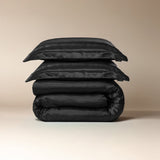 100% Micropercale Sateen Duvet Cover Set Glossy | Black | Single - 140cm (W) x 220cm (L) - The Bedding & Blankets Store