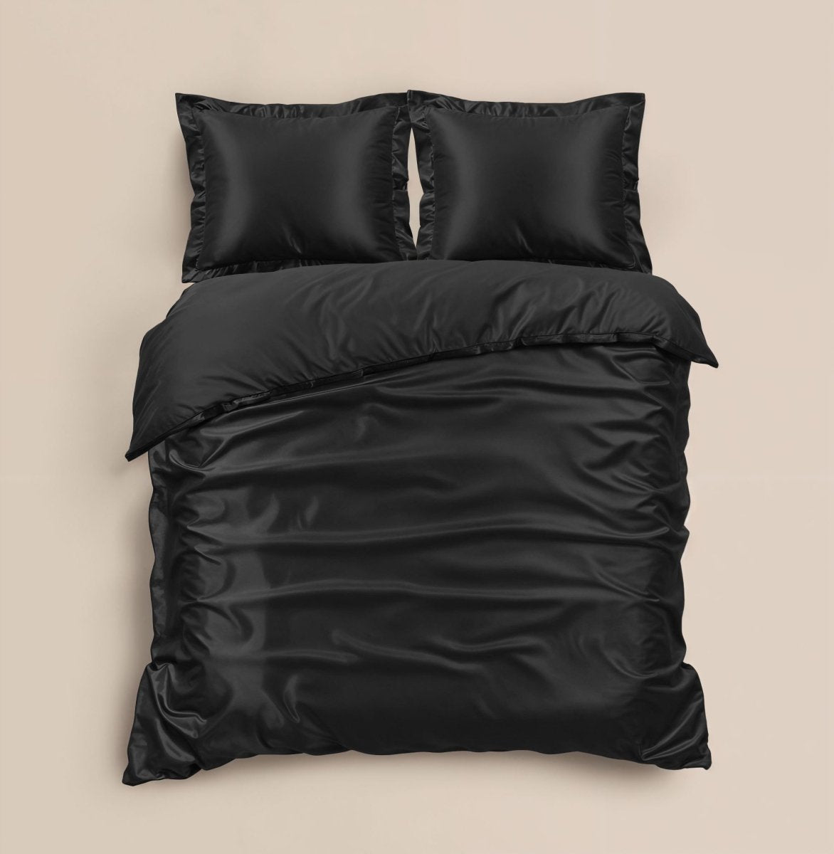 100% Micropercale Sateen Duvet Cover Set Glossy | Black | Single - 140cm (W) x 220cm (L) - The Bedding & Blankets Store