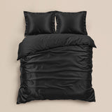 100% Micropercale Sateen Duvet Cover Set Glossy | Black | Single - 140cm (W) x 220cm (L) - The Bedding & Blankets Store