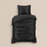 100% Micropercale Sateen Duvet Cover Set Glossy | Black | Single - 140cm (W) x 220cm (L) - The Bedding & Blankets Store