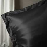 100% Micropercale Sateen Duvet Cover Set Glossy | Black | Single - 140cm (W) x 220cm (L) - The Bedding & Blankets Store