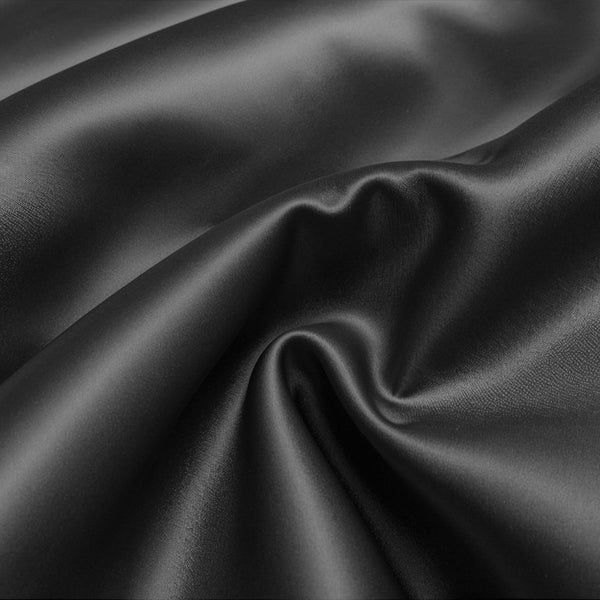 100% Micropercale Sateen Duvet Cover Set Glossy | Black | Single - 140cm (W) x 220cm (L) - The Bedding & Blankets Store