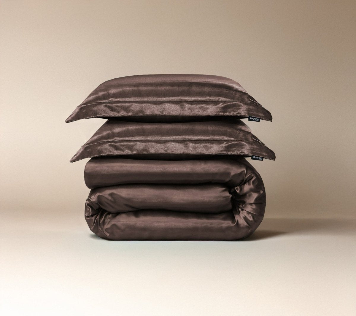 100% Micropercale Sateen Duvet Cover Set Glossy | Brown | Single - 140cm (W) x 220cm (L) - The Bedding & Blankets Store