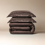 100% Micropercale Sateen Duvet Cover Set Glossy | Brown | Single - 140cm (W) x 220cm (L) - The Bedding & Blankets Store