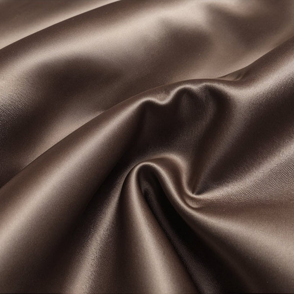 100% Micropercale Sateen Duvet Cover Set Glossy | Brown | Single - 140cm (W) x 220cm (L) - The Bedding & Blankets Store
