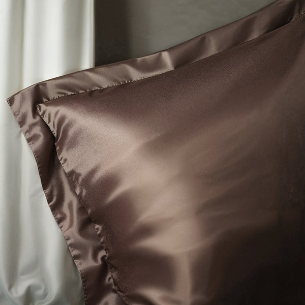 100% Micropercale Sateen Duvet Cover Set Glossy | Brown | Single - 140cm (W) x 220cm (L) - The Bedding & Blankets Store
