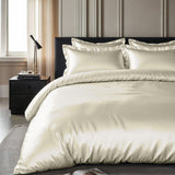 100% Micropercale Sateen Duvet Cover Set Glossy | Cream | Single - 140cm (W) x 220cm (L) - The Bedding & Blankets Store