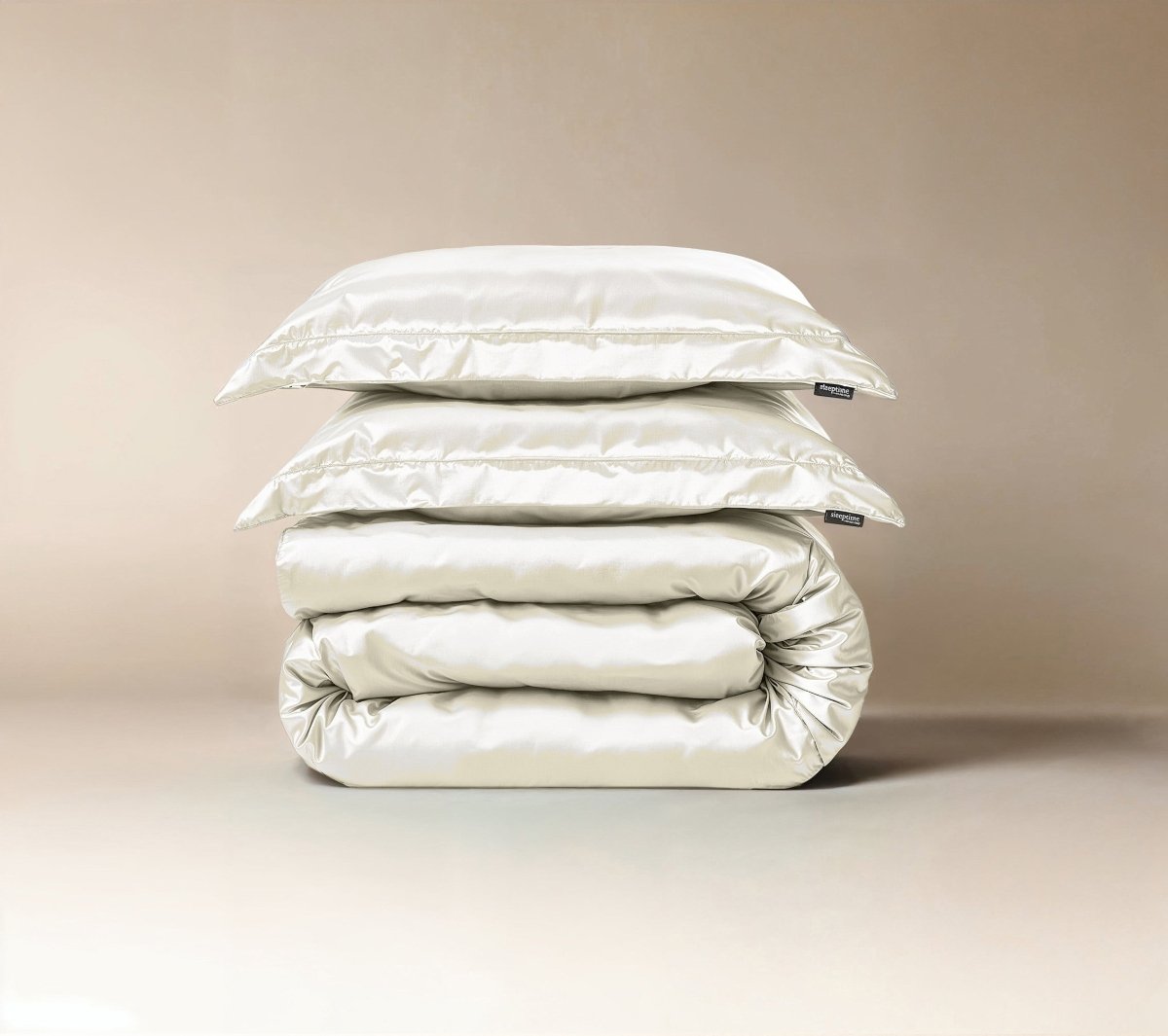 100% Micropercale Sateen Duvet Cover Set Glossy | Cream | Single - 140cm (W) x 220cm (L) - The Bedding & Blankets Store
