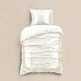 100% Micropercale Sateen Duvet Cover Set Glossy | Cream | Single - 140cm (W) x 220cm (L) - The Bedding & Blankets Store