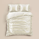 100% Micropercale Sateen Duvet Cover Set Glossy | Cream | Single - 140cm (W) x 220cm (L) - The Bedding & Blankets Store