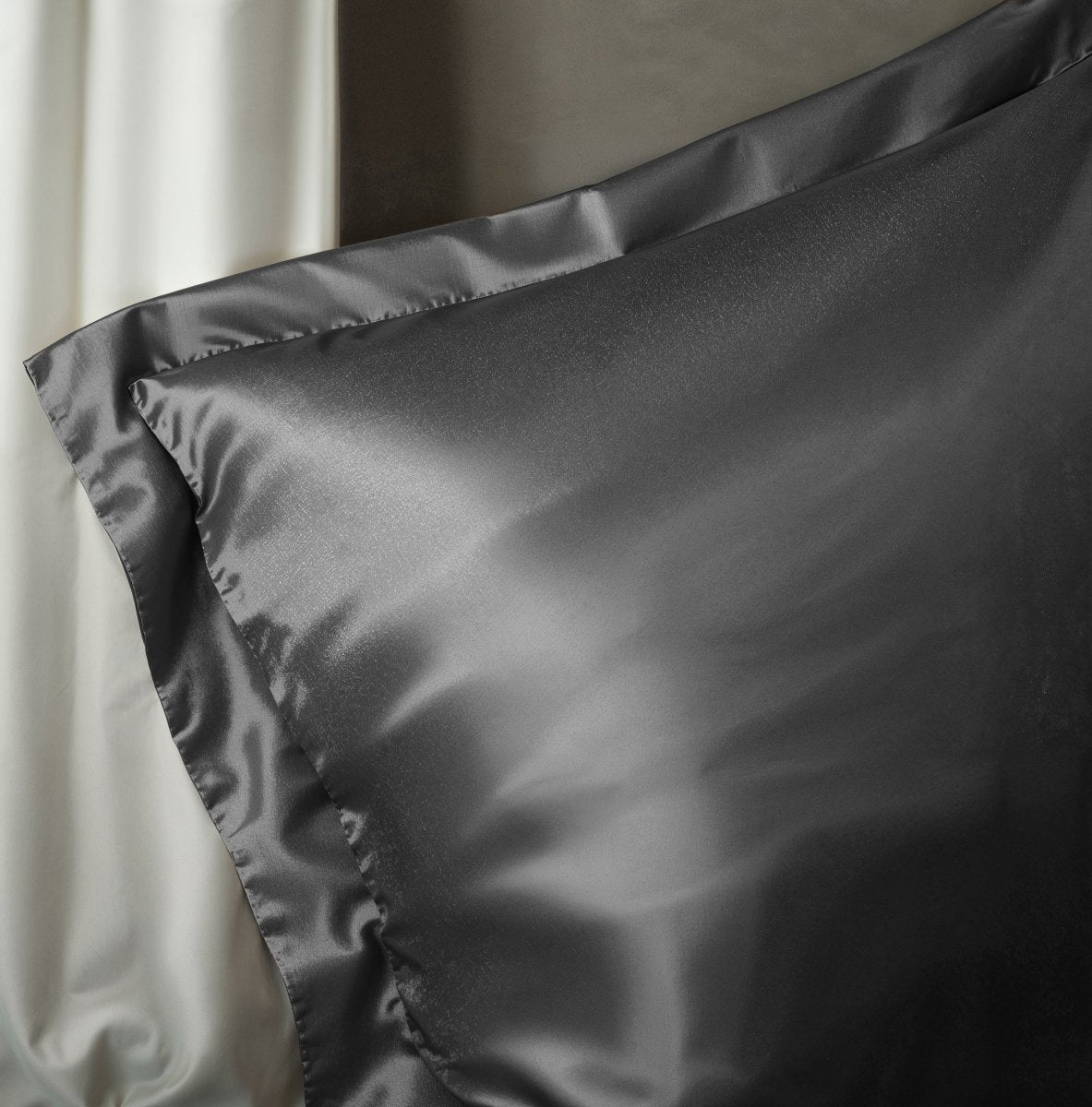 100% Micropercale Sateen Duvet Cover Set Glossy | Grey Anthracite | Single - 140cm (W) x 220cm (L) - The Bedding & Blankets Store