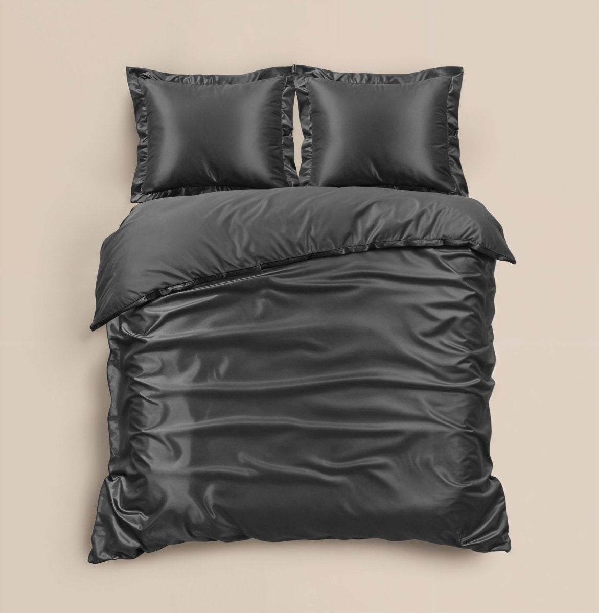 100% Micropercale Sateen Duvet Cover Set Glossy | Grey Anthracite | Single - 140cm (W) x 220cm (L) - The Bedding & Blankets Store