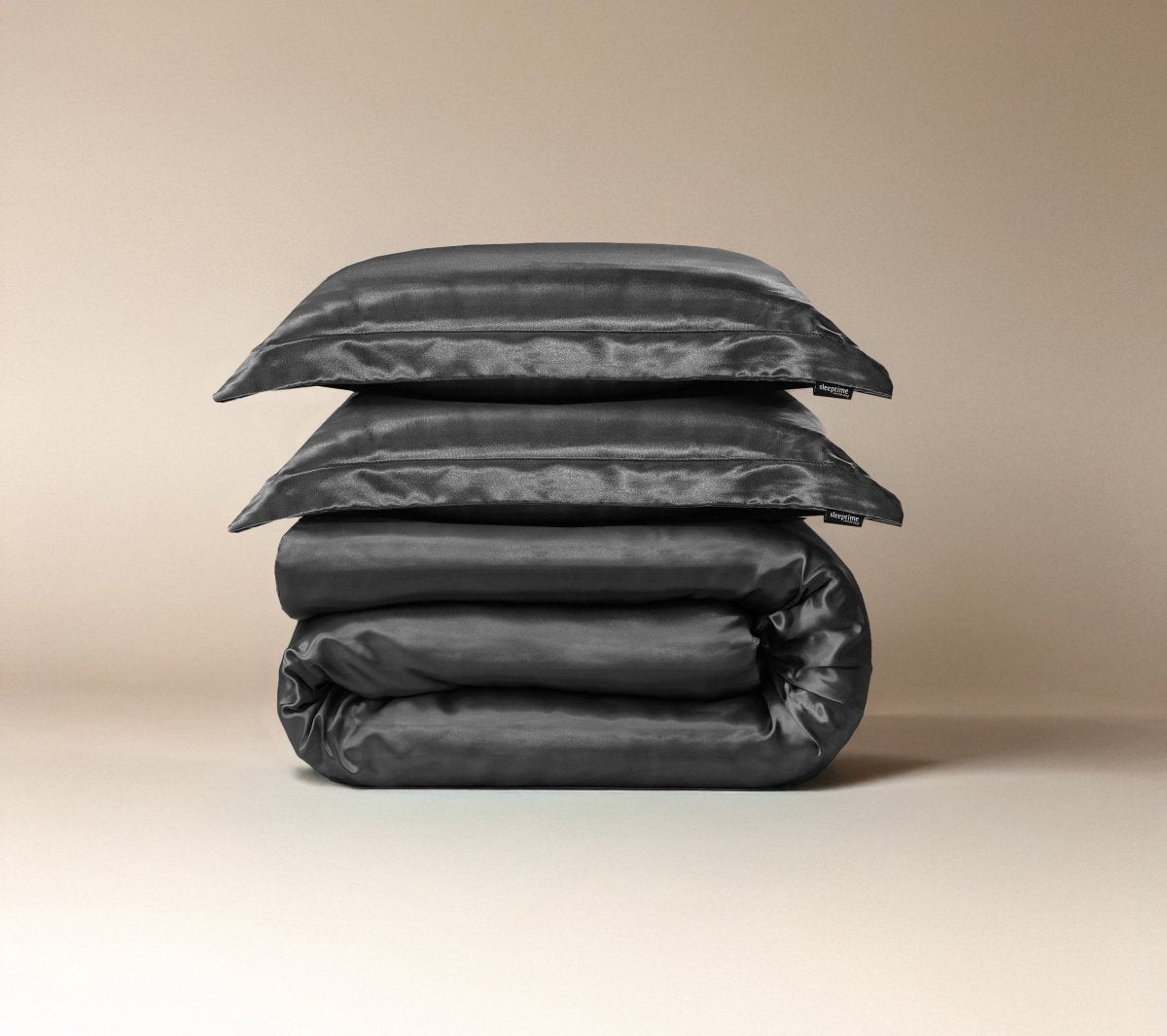 100% Micropercale Sateen Duvet Cover Set Glossy | Grey Anthracite | Single - 140cm (W) x 220cm (L) - The Bedding & Blankets Store