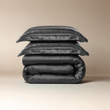 100% Micropercale Sateen Duvet Cover Set Glossy | Grey Anthracite | Single - 140cm (W) x 220cm (L) - The Bedding & Blankets Store