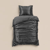 100% Micropercale Sateen Duvet Cover Set Glossy | Grey Anthracite | Single - 140cm (W) x 220cm (L) - The Bedding & Blankets Store