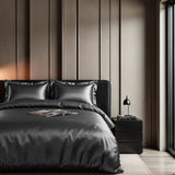 100% Micropercale Sateen Duvet Cover Set Glossy | Grey Anthracite | Single - 140cm (W) x 220cm (L) - The Bedding & Blankets Store