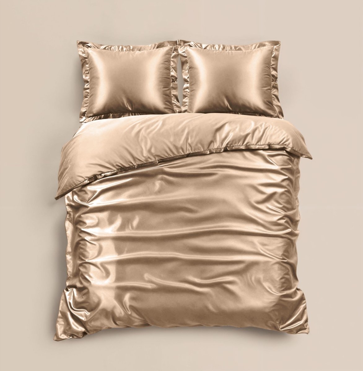 100% Micropercale Sateen Duvet Cover Set Glossy | Taupe | Single - 140cm (W) x 220cm (L) - The Bedding & Blankets Store