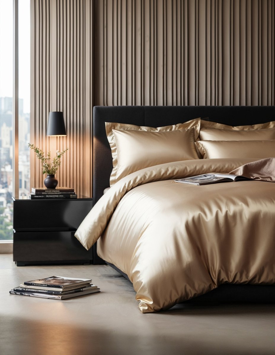 100% Micropercale Sateen Duvet Cover Set Glossy | Taupe | Single - 140cm (W) x 220cm (L) - The Bedding & Blankets Store