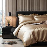 100% Micropercale Sateen Duvet Cover Set Glossy | Taupe | Single - 140cm (W) x 220cm (L) - The Bedding & Blankets Store