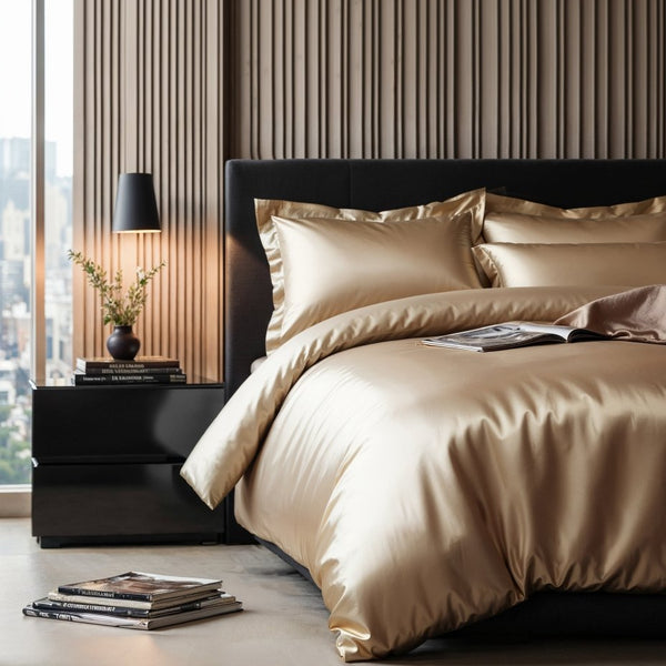 100% Micropercale Sateen Duvet Cover Set Glossy | Taupe | Single - 140cm (W) x 220cm (L) - The Bedding & Blankets Store