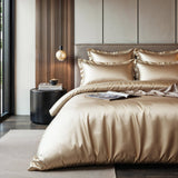 100% Micropercale Sateen Duvet Cover Set Glossy | Taupe | Single - 140cm (W) x 220cm (L) - The Bedding & Blankets Store