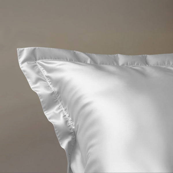 100% Micropercale Sateen Duvet Cover Set Glossy | White | Single - 140cm (W) x 220cm (L) - The Bedding & Blankets Store