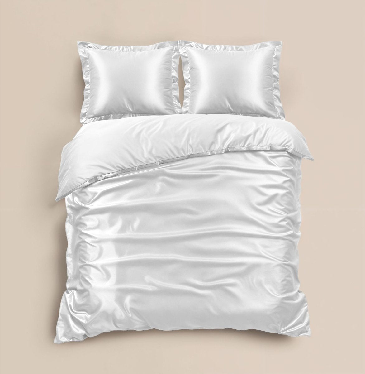 100% Micropercale Sateen Duvet Cover Set Glossy | White | Single - 140cm (W) x 220cm (L) - The Bedding & Blankets Store