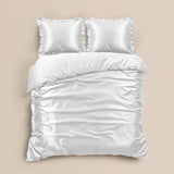 100% Micropercale Sateen Duvet Cover Set Glossy | White | Single - 140cm (W) x 220cm (L) - The Bedding & Blankets Store
