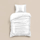 100% Micropercale Sateen Duvet Cover Set Glossy | White | Single - 140cm (W) x 220cm (L) - The Bedding & Blankets Store