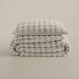 100% Polyester Flannel Pom Pom Duvet Cover Set Pom Pom | Beige | Single - 140cm (W) x 220cm (L) - The Bedding & Blankets Store