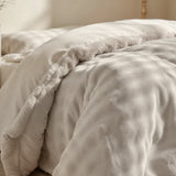 100% Polyester Flannel Pom Pom Duvet Cover Set Pom Pom | Beige | Single - 140cm (W) x 220cm (L) - The Bedding & Blankets Store
