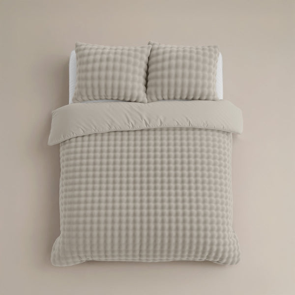 100% Polyester Flannel Pom Pom Duvet Cover Set Pom Pom | Beige | Single - 140cm (W) x 220cm (L) - The Bedding & Blankets Store