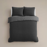100% Polyester Flannel Pom Pom Duvet Cover Set Pom Pom | Grey Anthracite | Single - 140cm (W) x 220cm (L) - The Bedding & Blankets Store
