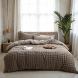100% Polyester Flannel Pom Pom Duvet Cover Set Pom Pom | Taupe | Single - 140cm (W) x 220cm (L) - The Bedding & Blankets Store