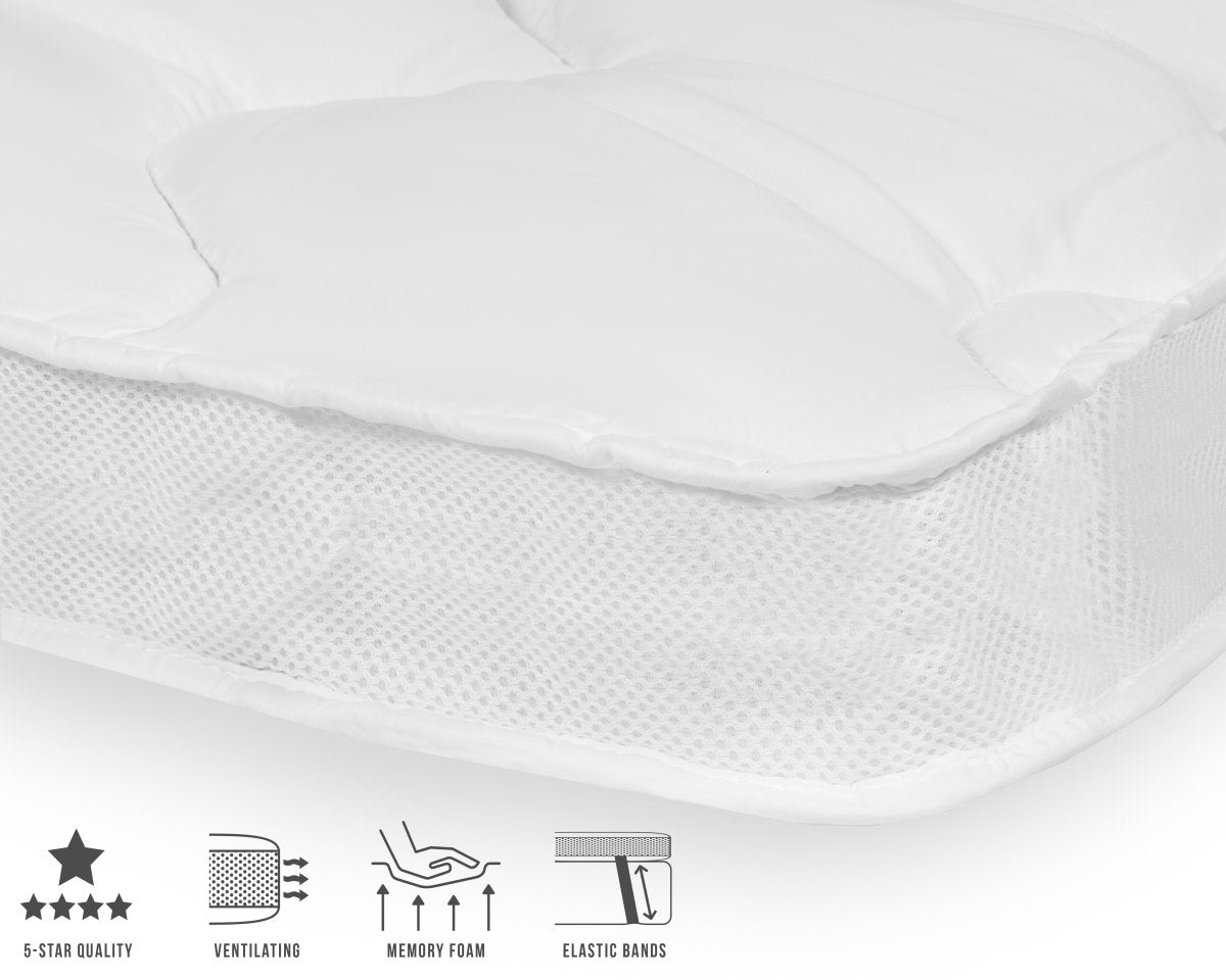 3D Air Design Hotel Quality Memory Foam Mattress Topper | White | Single 80cm (W) x 200cm (L) - The Bedding & Blankets Store