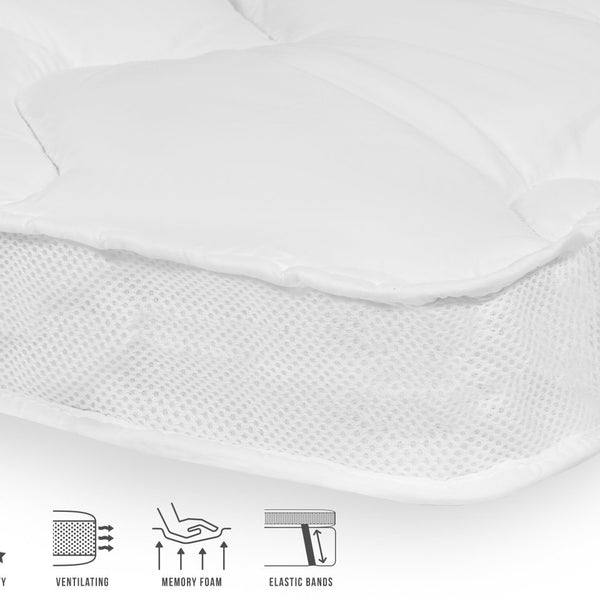 3D Air Design Hotel Quality Memory Foam Mattress Topper | White | Single 80cm (W) x 200cm (L) - The Bedding & Blankets Store