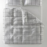 All - in - One Deep Check Lazy Duvet & Pillowcases Set | White | King (EU) - 240cm (W) x 220cm (L) - The Bedding & Blankets Store