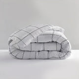 All - in - One Deep Check Lazy Duvet & Pillowcases Set | White | King (EU) - 240cm (W) x 220cm (L) - The Bedding & Blankets Store