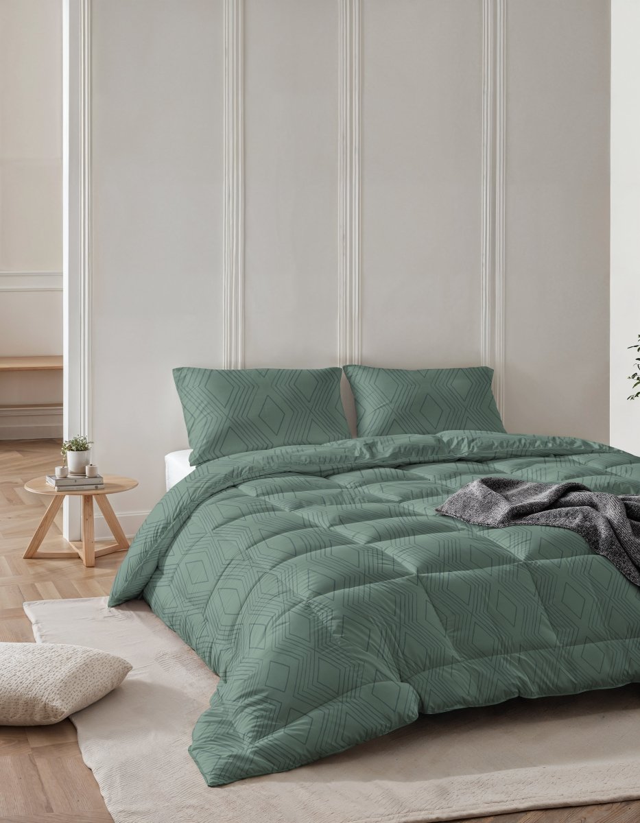 All - in - One Dorian Lazy Duvet & Pillowcases Set | Sage Green | Single - 140cm (W) x 200cm (L) - The Bedding & Blankets Store