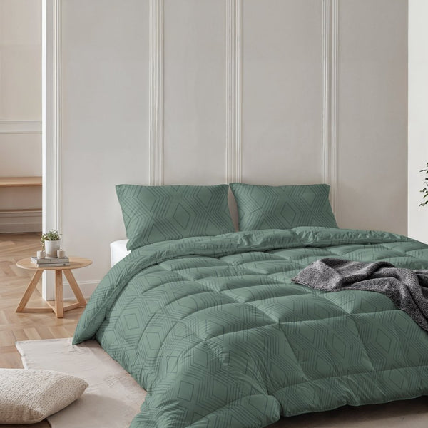All - in - One Dorian Lazy Duvet & Pillowcases Set | Sage Green | Single - 140cm (W) x 200cm (L) - The Bedding & Blankets Store