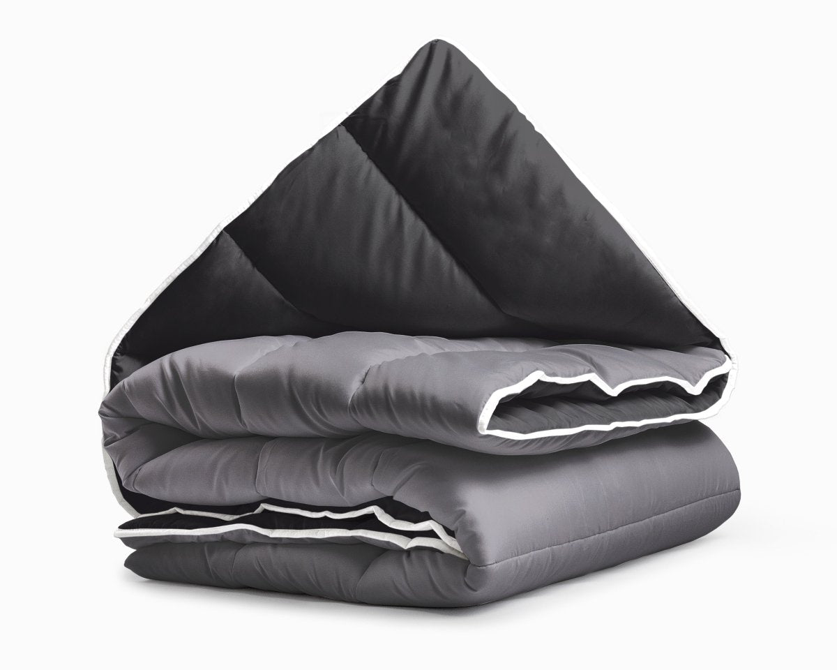 All - in - One Lazy Duvet | Black/Anthracite | Single - 140cm (W) x 200cm (L) - The Bedding & Blankets Store