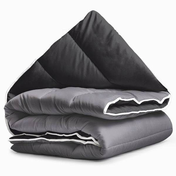 All - in - One Lazy Duvet | Black/Anthracite | Single - 140cm (W) x 200cm (L) - The Bedding & Blankets Store