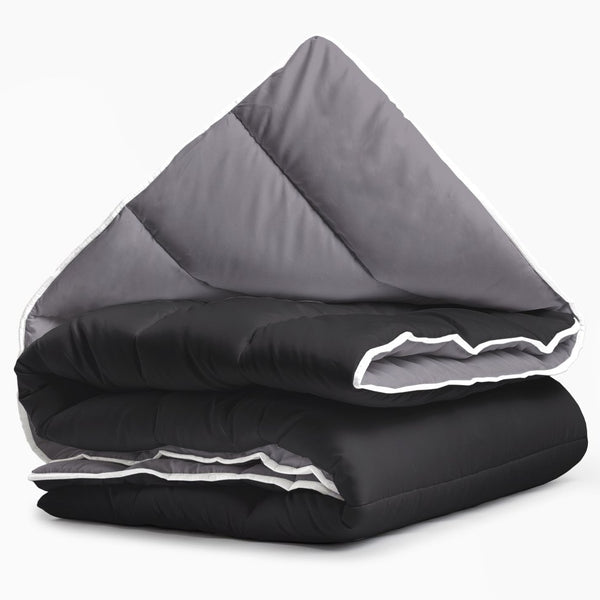 All - in - One Lazy Duvet | Black/Anthracite | Single - 140cm (W) x 200cm (L) - The Bedding & Blankets Store