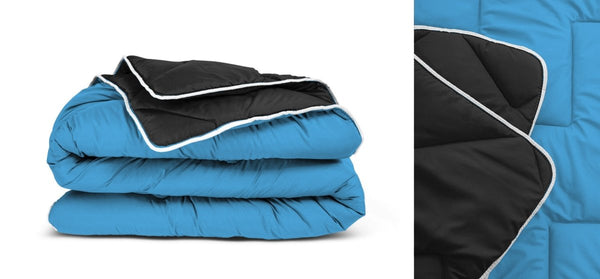 All - in - One Lazy Duvet | Black/Blue | Single - 140cm (W) x 200cm (L) - The Bedding & Blankets Store
