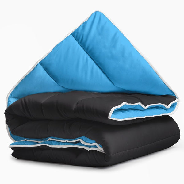 All - in - One Lazy Duvet | Black/Blue | Single - 140cm (W) x 200cm (L) - The Bedding & Blankets Store