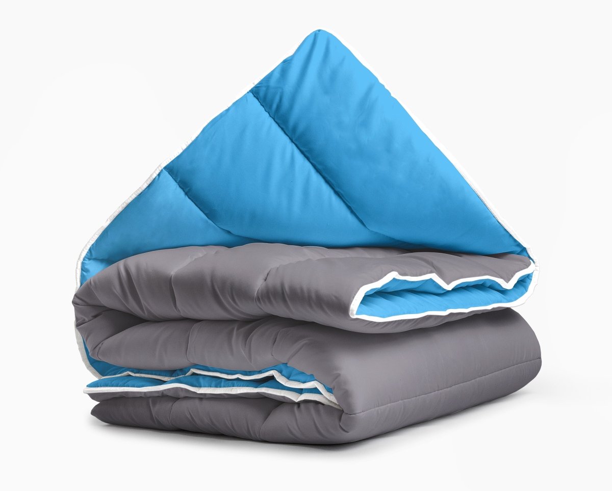 All - in - One Lazy Duvet | Blue/Anthracite | Single - 140cm (W) x 200cm (L) - The Bedding & Blankets Store