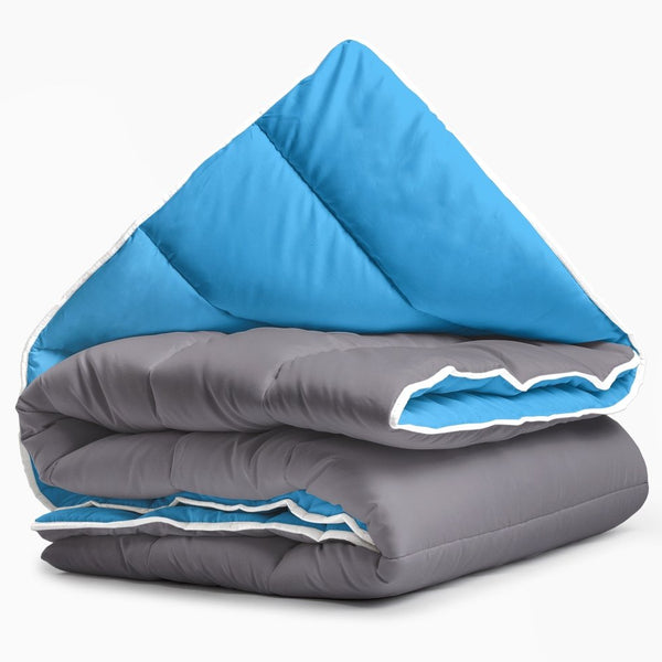 All - in - One Lazy Duvet | Blue/Anthracite | Single - 140cm (W) x 200cm (L) - The Bedding & Blankets Store