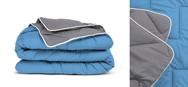All - in - One Lazy Duvet | Blue/Anthracite | Single - 140cm (W) x 200cm (L) - The Bedding & Blankets Store