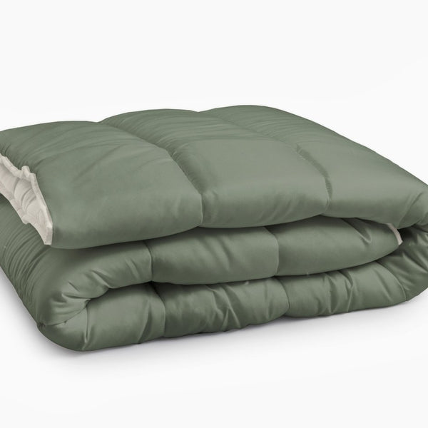 All - in - One Lazy Duvet | Cream/Green | Single - 140cm (W) x 200cm (L) - The Bedding & Blankets Store