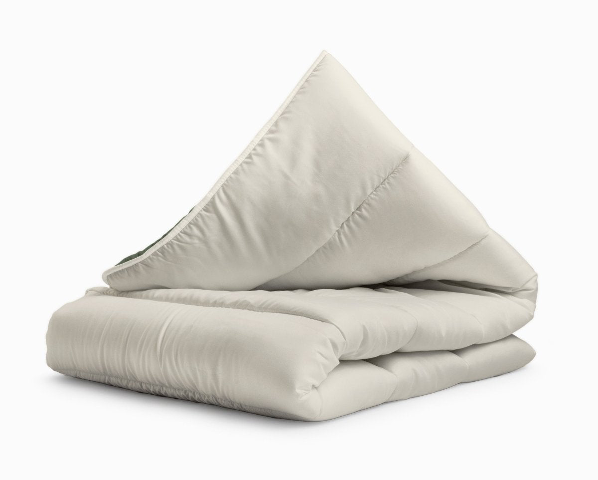 All - in - One Lazy Duvet | Cream/Green | Single - 140cm (W) x 200cm (L) - The Bedding & Blankets Store